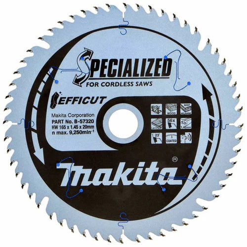 Makita   165mm   56T   Plunge   Saw   Blade   Efficut   B-57336