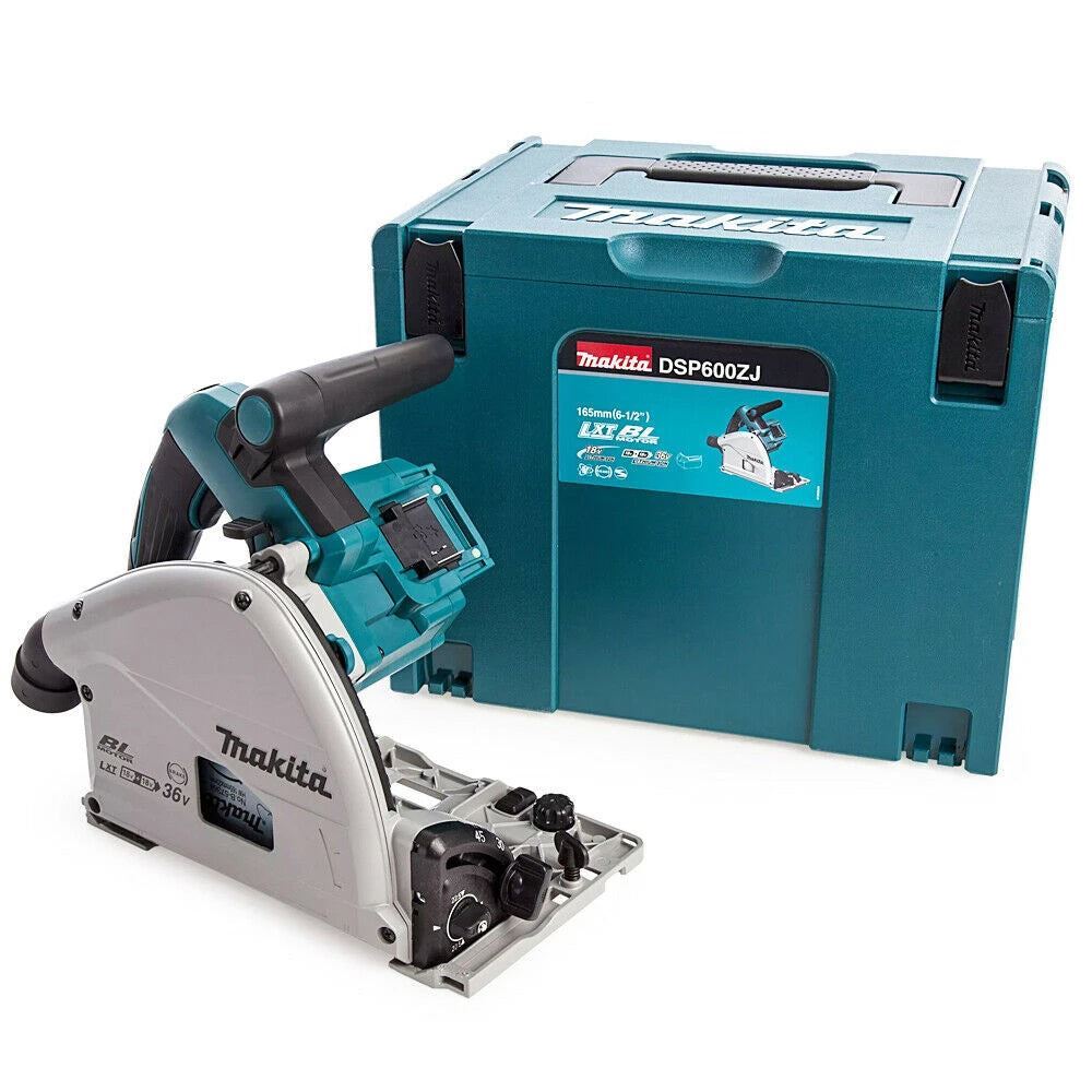 Makita   DSP600ZJ   36V   Brushless   Plunge   Saw   Body   Only   with   2   x   Guide   Rail,   Connector   &   Clamp   Set